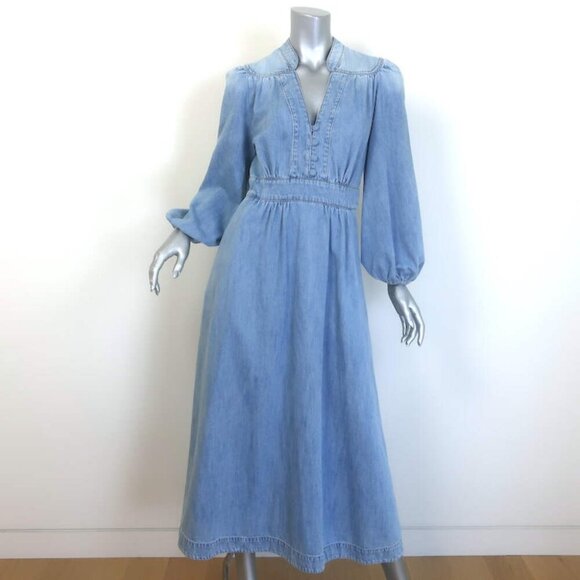 Zimmermann Dresses & Skirts - Zimmermann Lucky Denim Midi Dress Skylark Blue Cotton Size 1